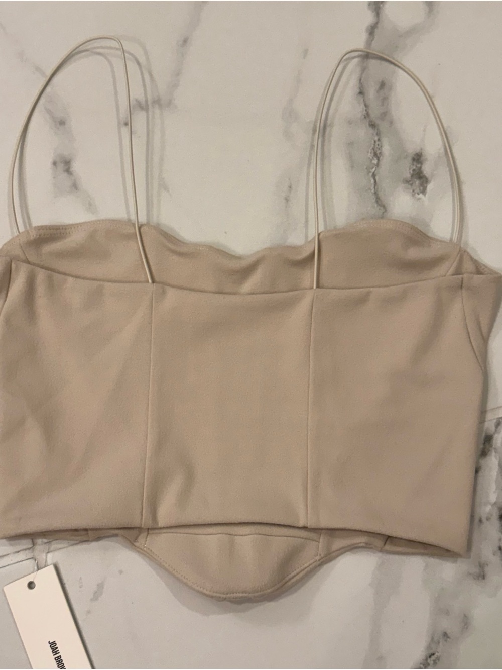 Joah Brown Corset Crop Top with Spaghetti Straps - Picture 2 of 5